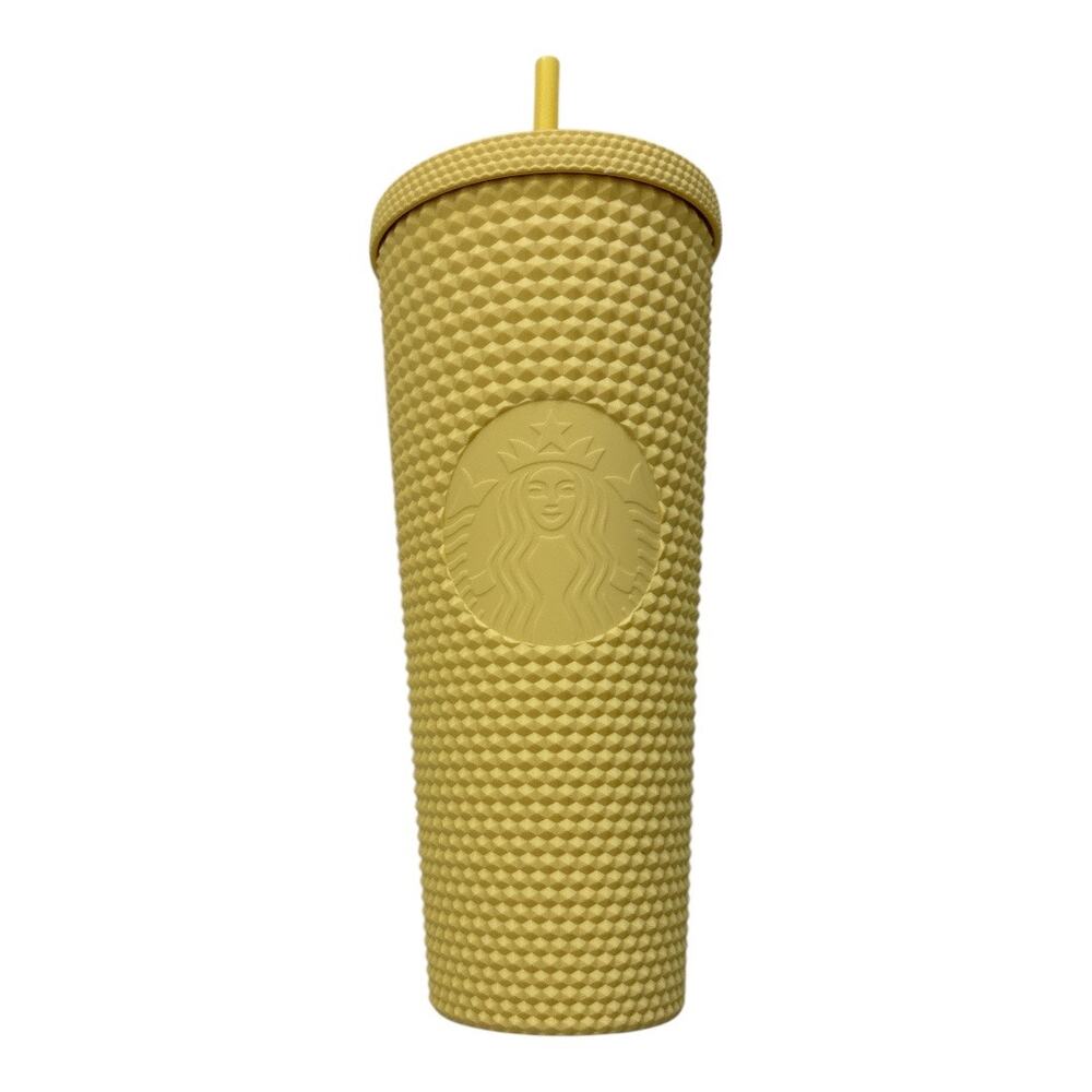 Starbucks Butter Yellow Studded Tumbler Venti 24 ounce China Cold Cup Matte NEW